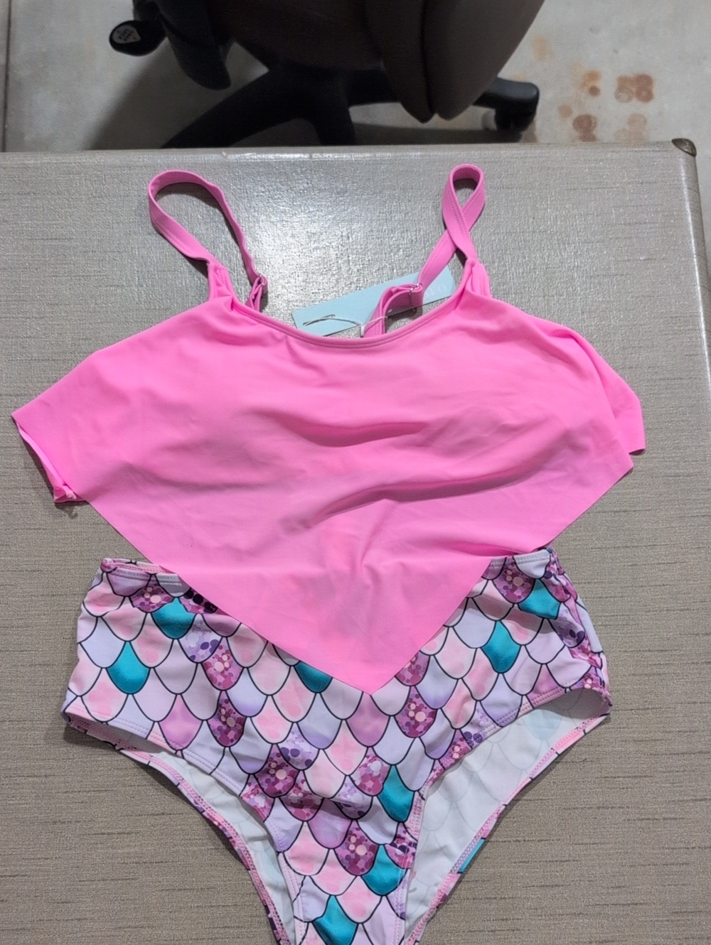 Pink Mermaid Print Two-Piece Swimsuit